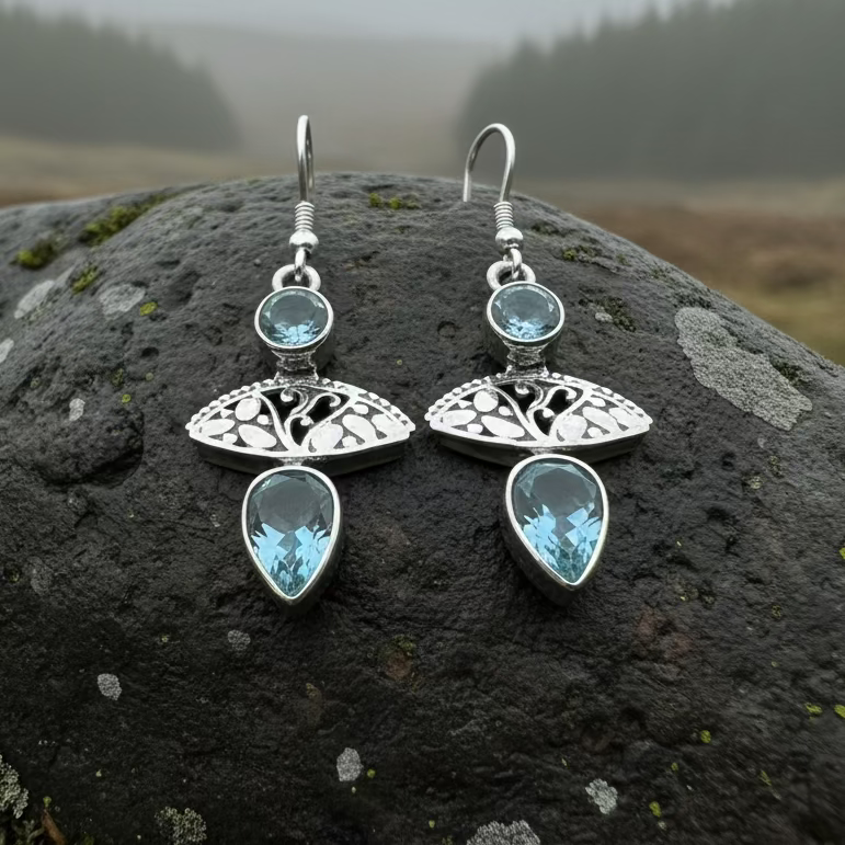 Celtic Morning Blue Topaz Earrings