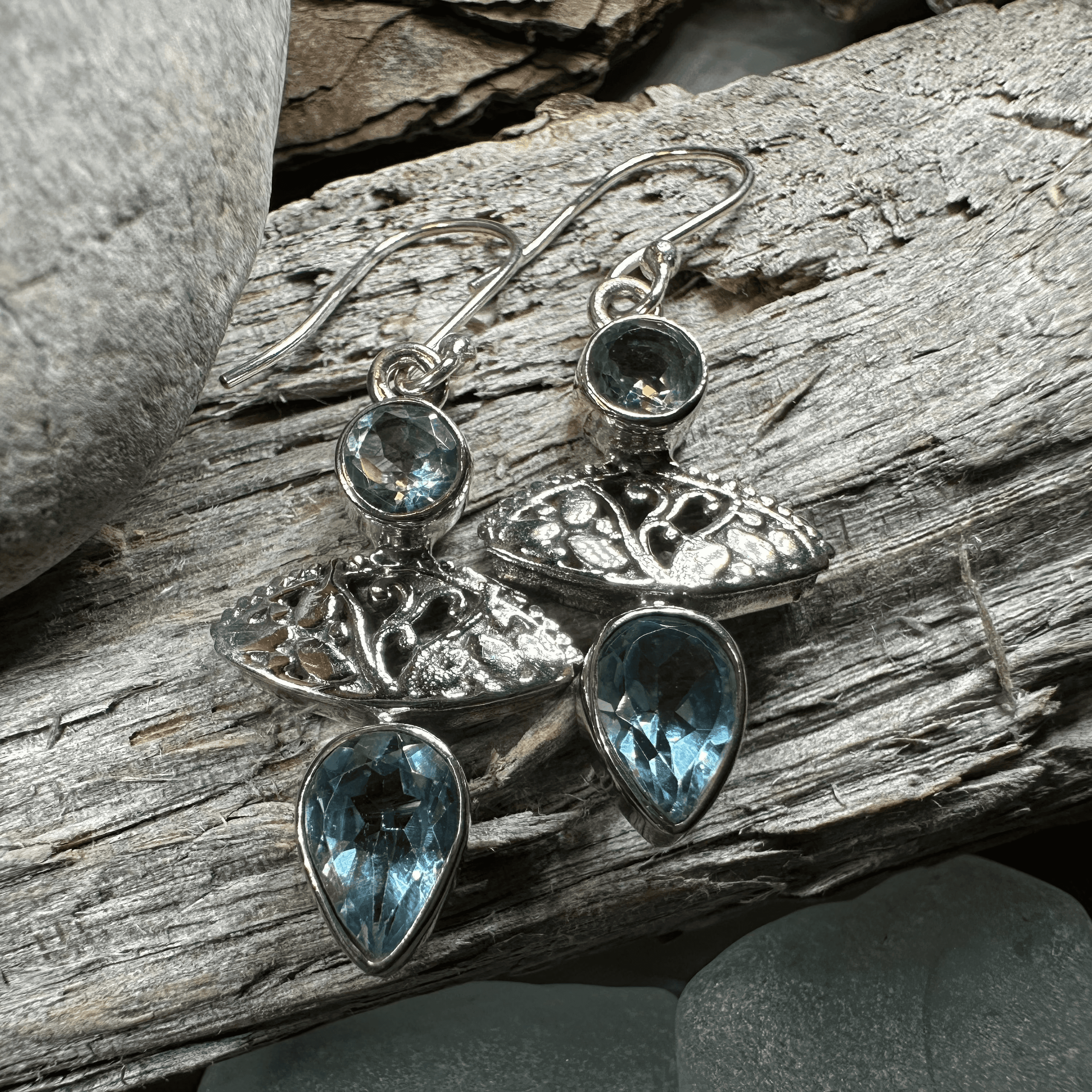 Celtic Morning Blue Topaz Earrings - 