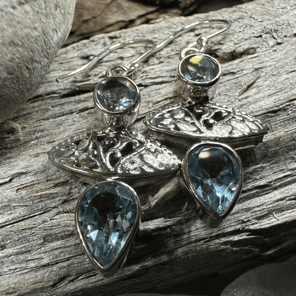 Celtic Morning Blue Topaz Earrings - 