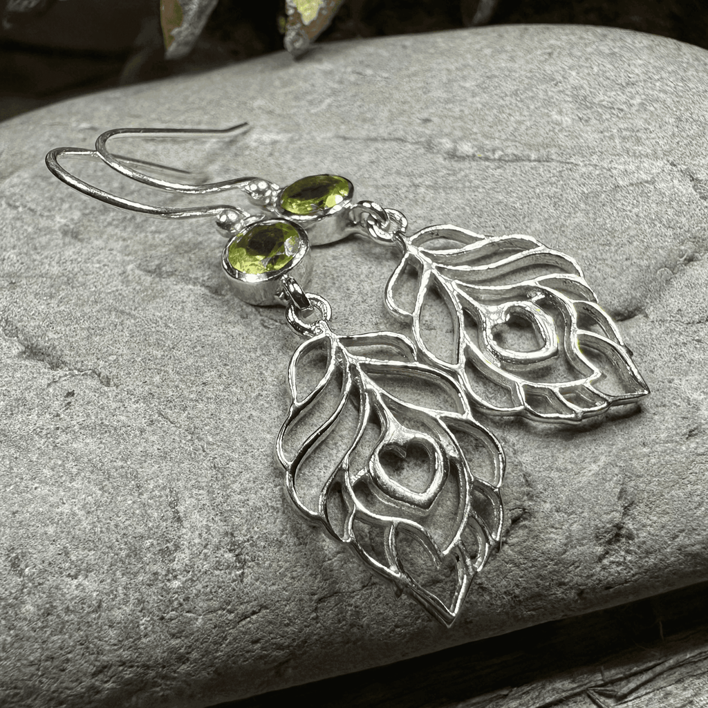 Feather Love Earrings - Peridot