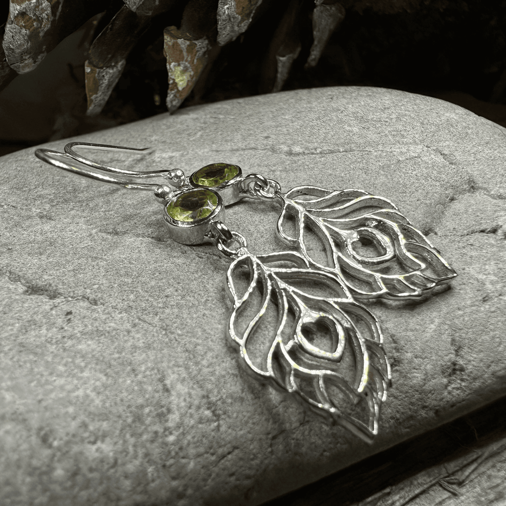 Feather Love Earrings - Peridot