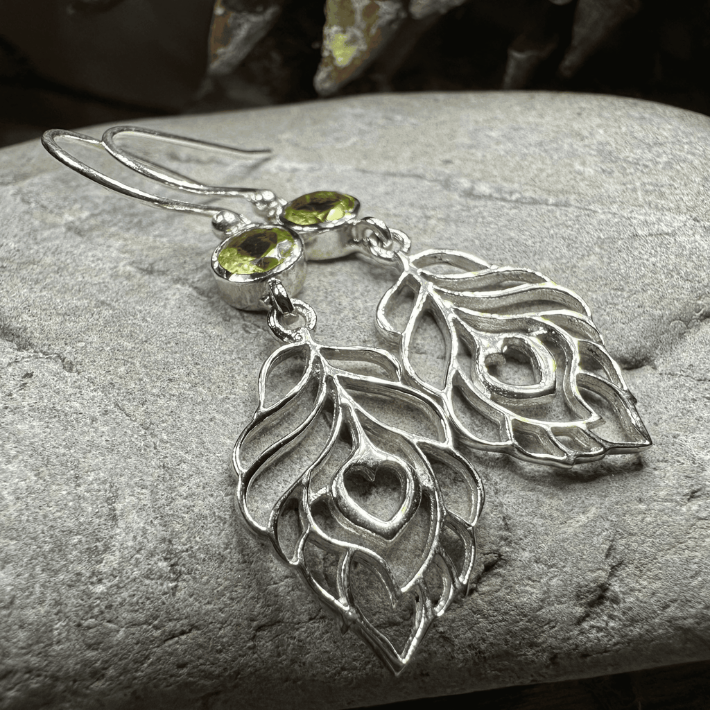 Feather Love Earrings - Peridot