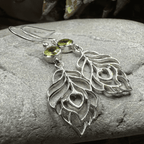 Feather Love Earrings - Peridot