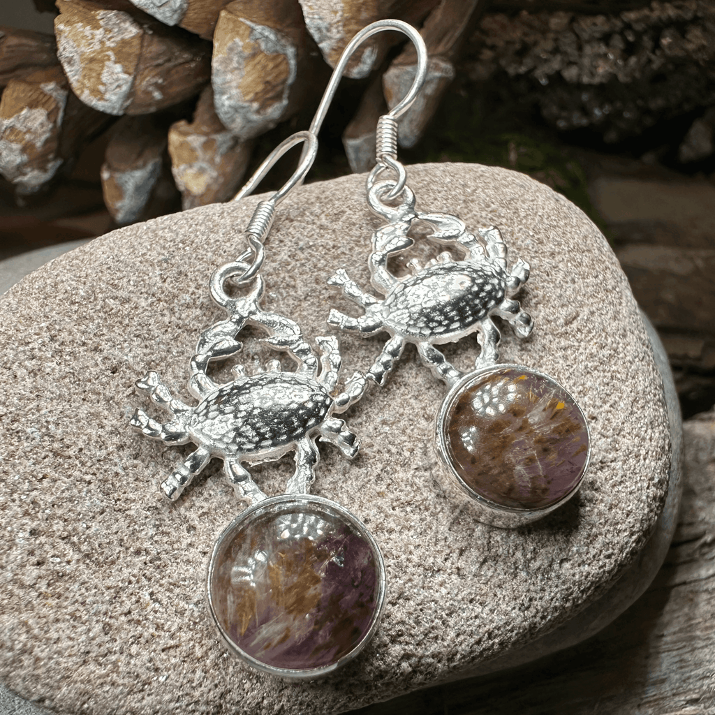 Seychelles Crab Earrings - Round