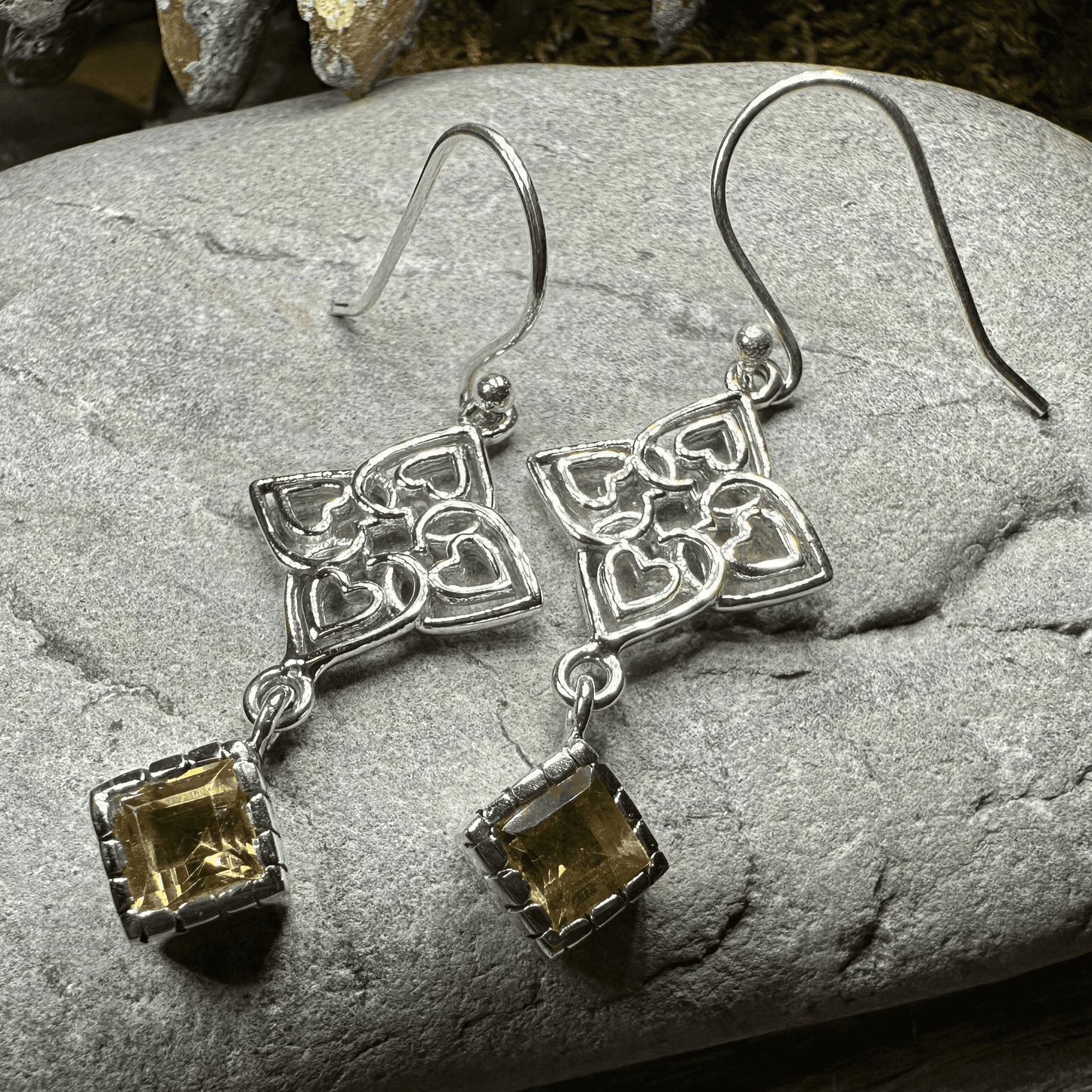 Celtic Love Knot Citrine Earrings - Citrine