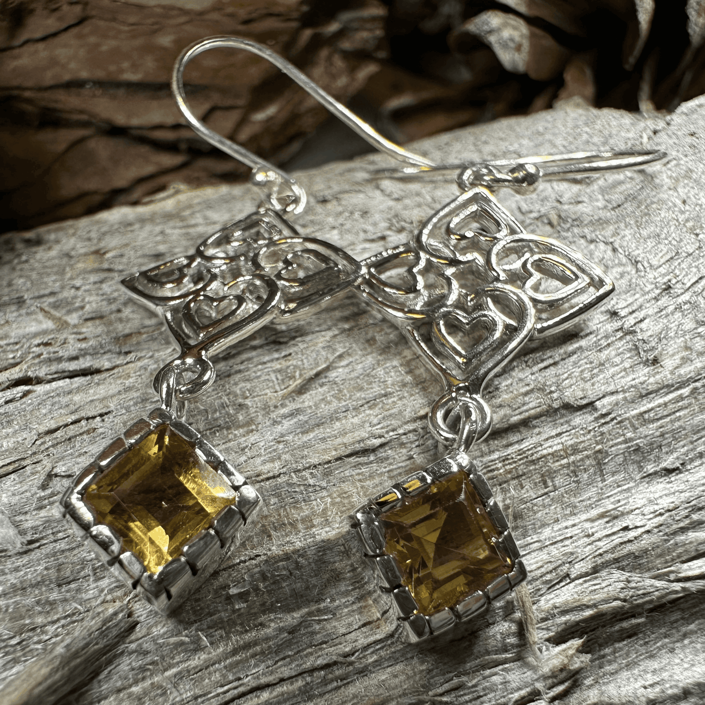 Celtic Love Knot Citrine Earrings - Citrine