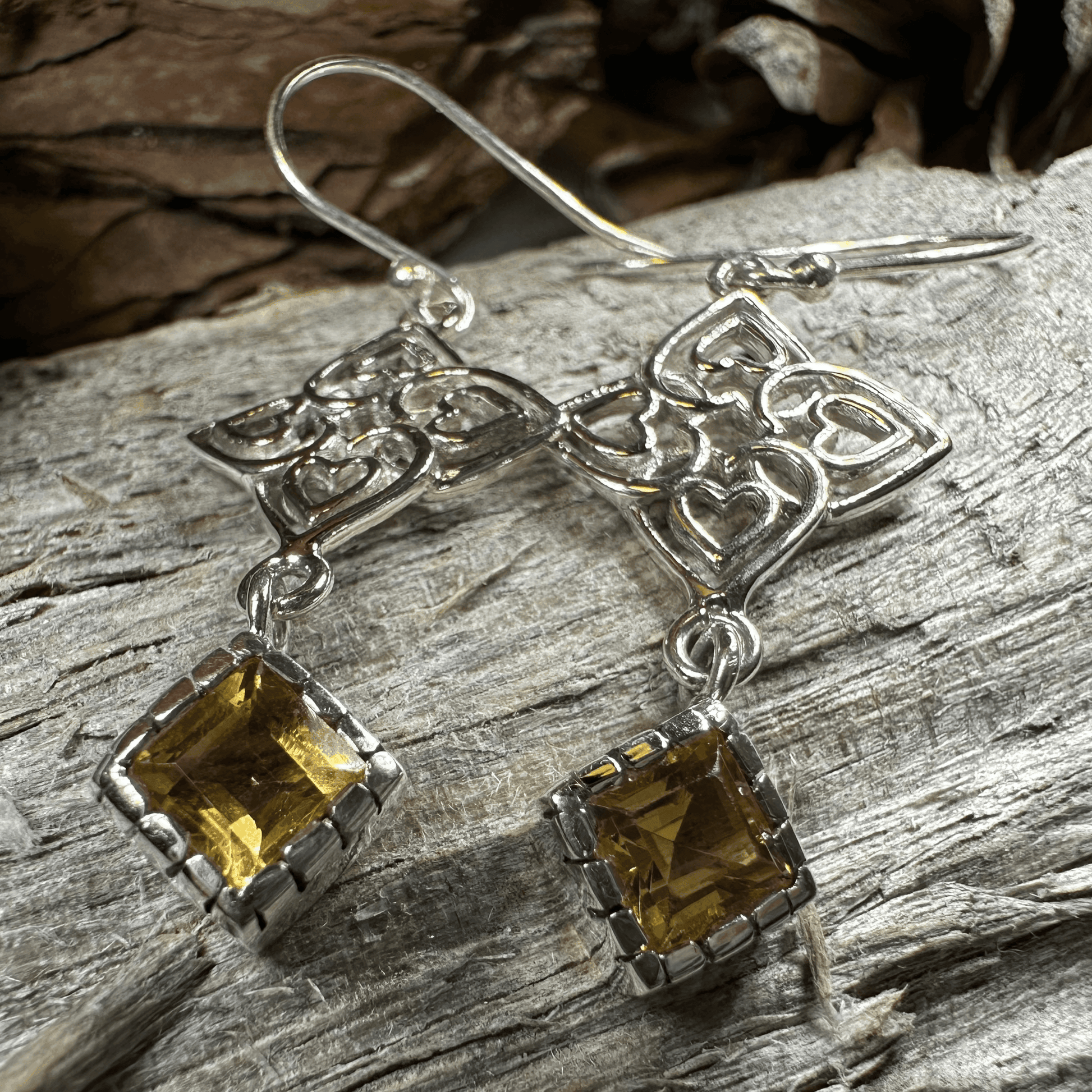 Celtic Love Knot Citrine Earrings - Citrine