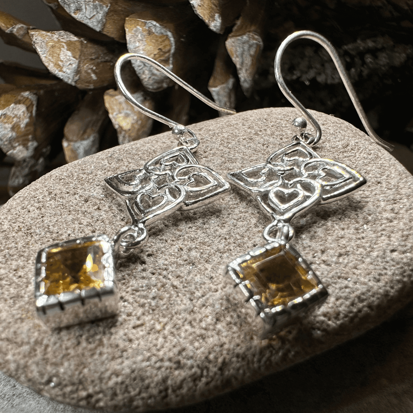 Celtic Love Knot Citrine Earrings - Citrine