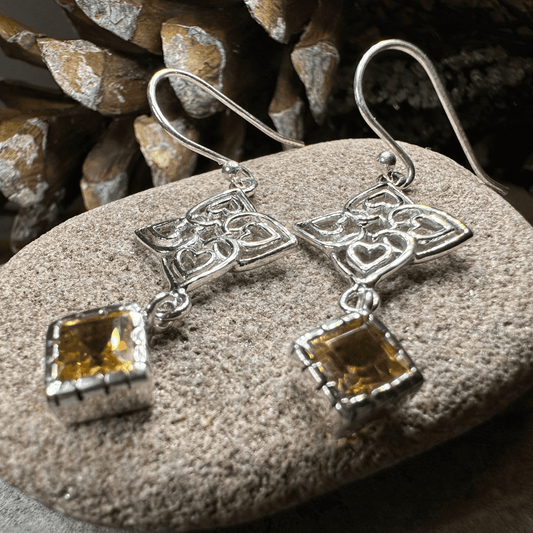 Celtic Love Knot Citrine Earrings - Citrine