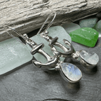 Moonstone Anchor Earrings - Teardrop Stone
