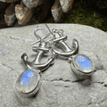 Moonstone Anchor Earrings - Oval Stone