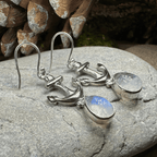 Moonstone Anchor Earrings - Oval Stone