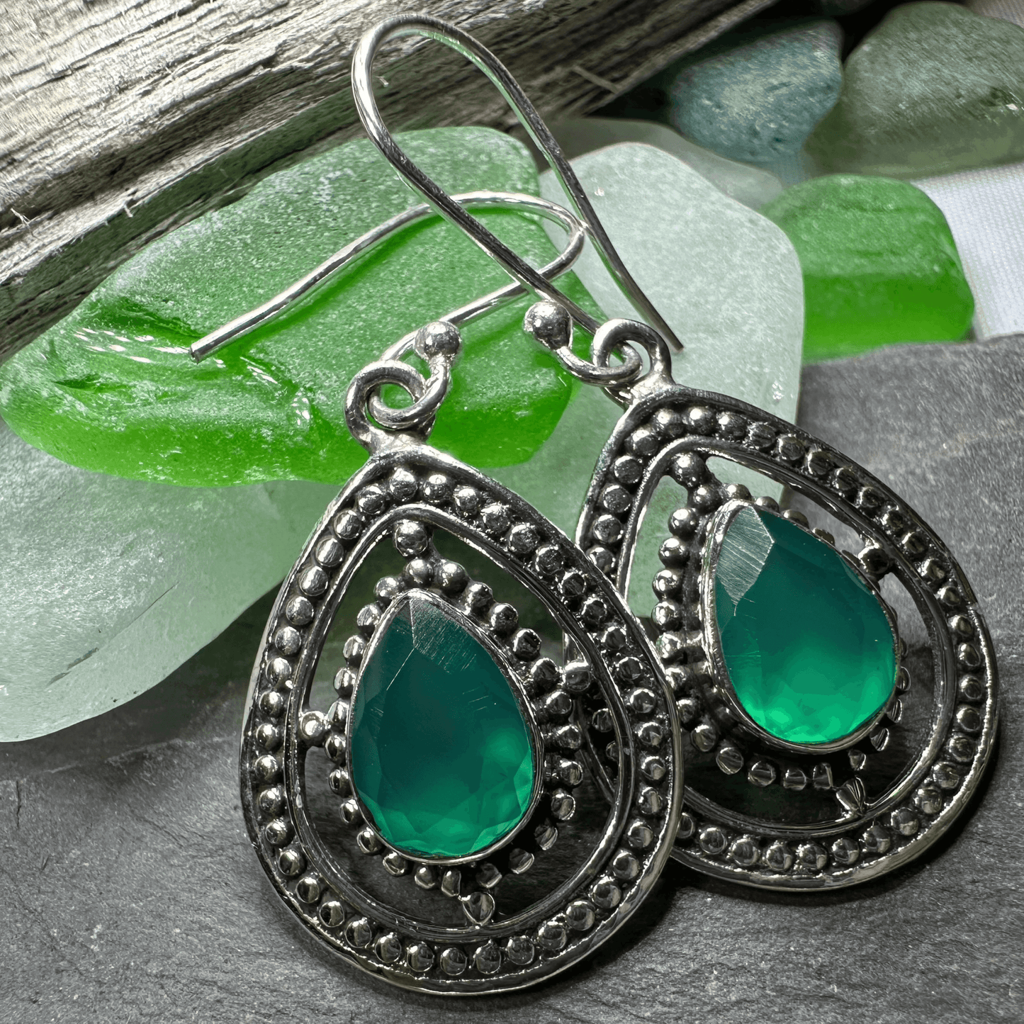 Arela Celtic Goddess Earrings - Chalcedony