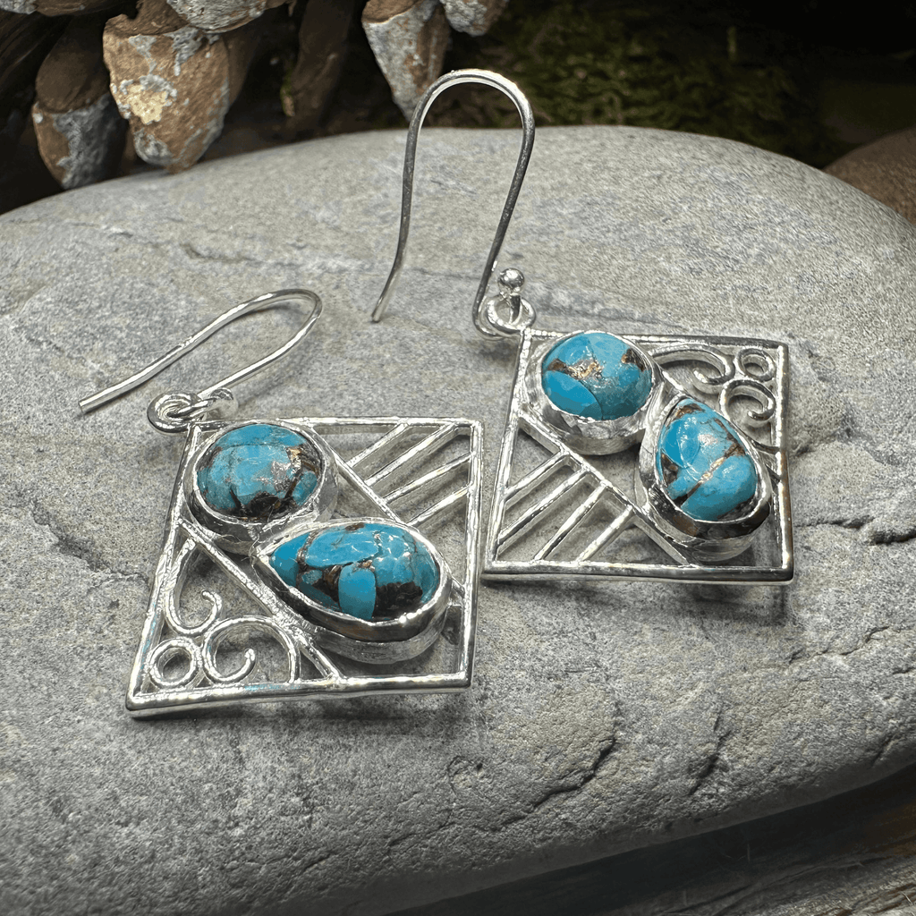 Mavis Celtic Earrings - Chalcedony/Turquoise