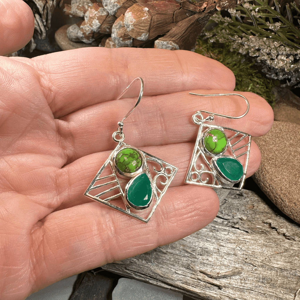 Mavis Celtic Earrings - Chalcedony/Turquoise
