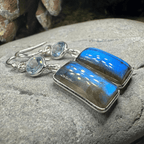 Celtic Waters Earrings - Square Stone Blue Topaz