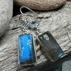 Celtic Waters Earrings - Square Stone Blue Topaz