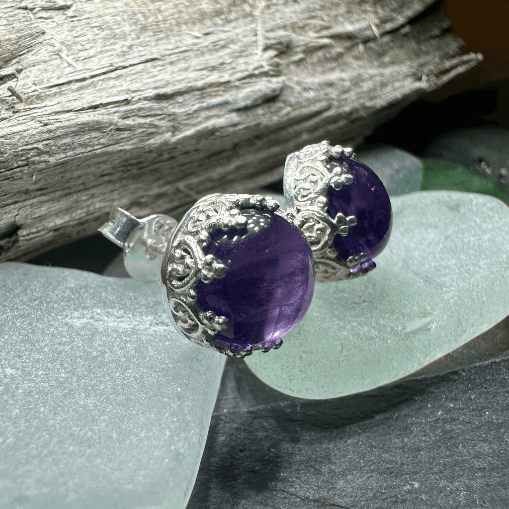 Innocence Post Earrings - Amethyst