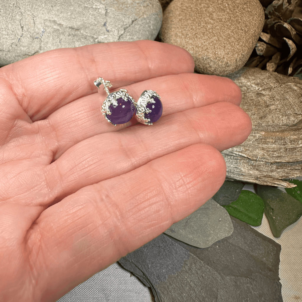 Innocence Post Earrings - Amethyst