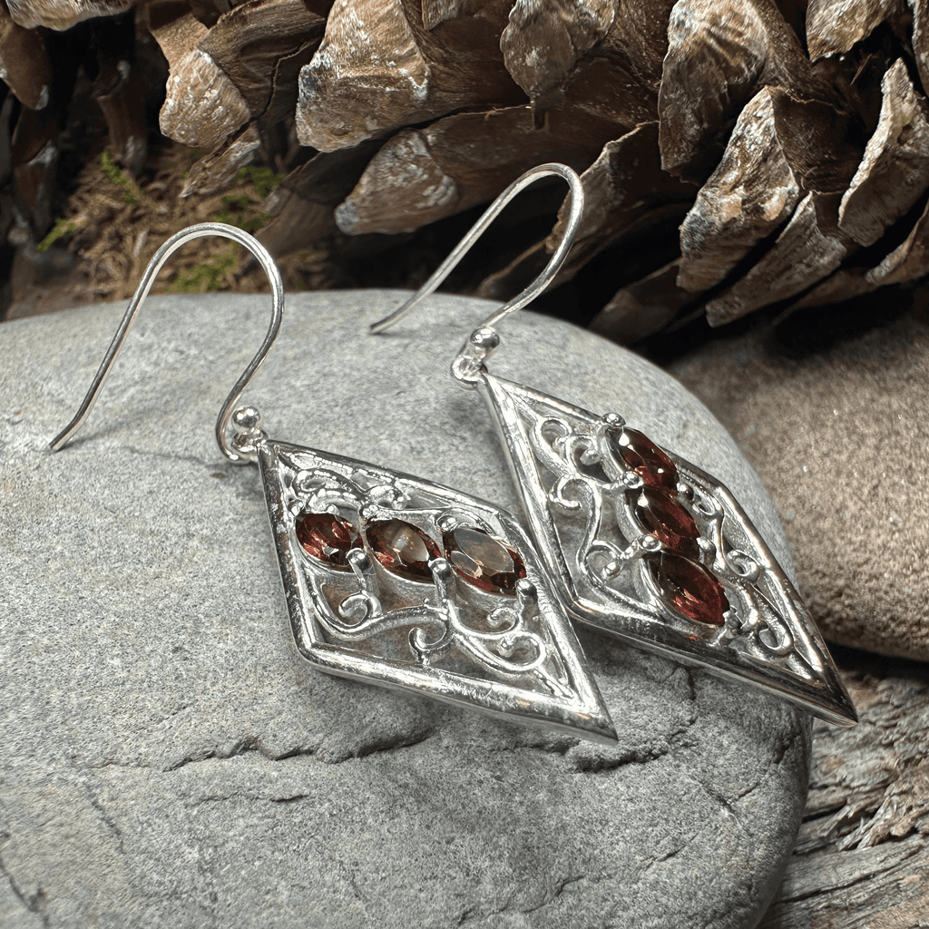 Mira Celtic Knot Earrings - Garnet
