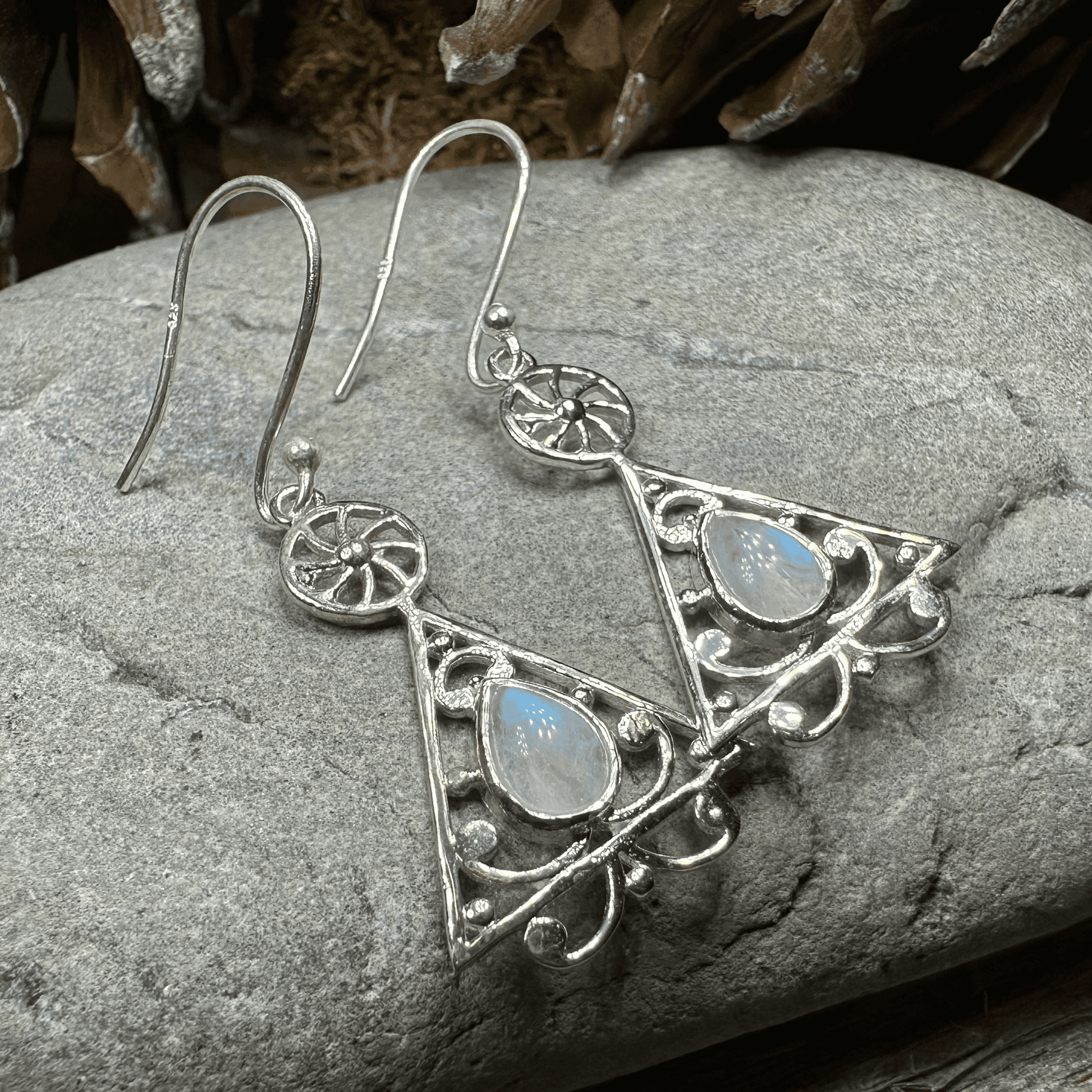 Celtic Wheel of Life Earrings - Moonstone