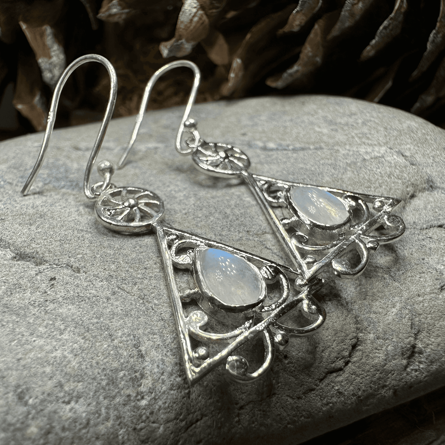 Celtic Wheel of Life Earrings - Moonstone