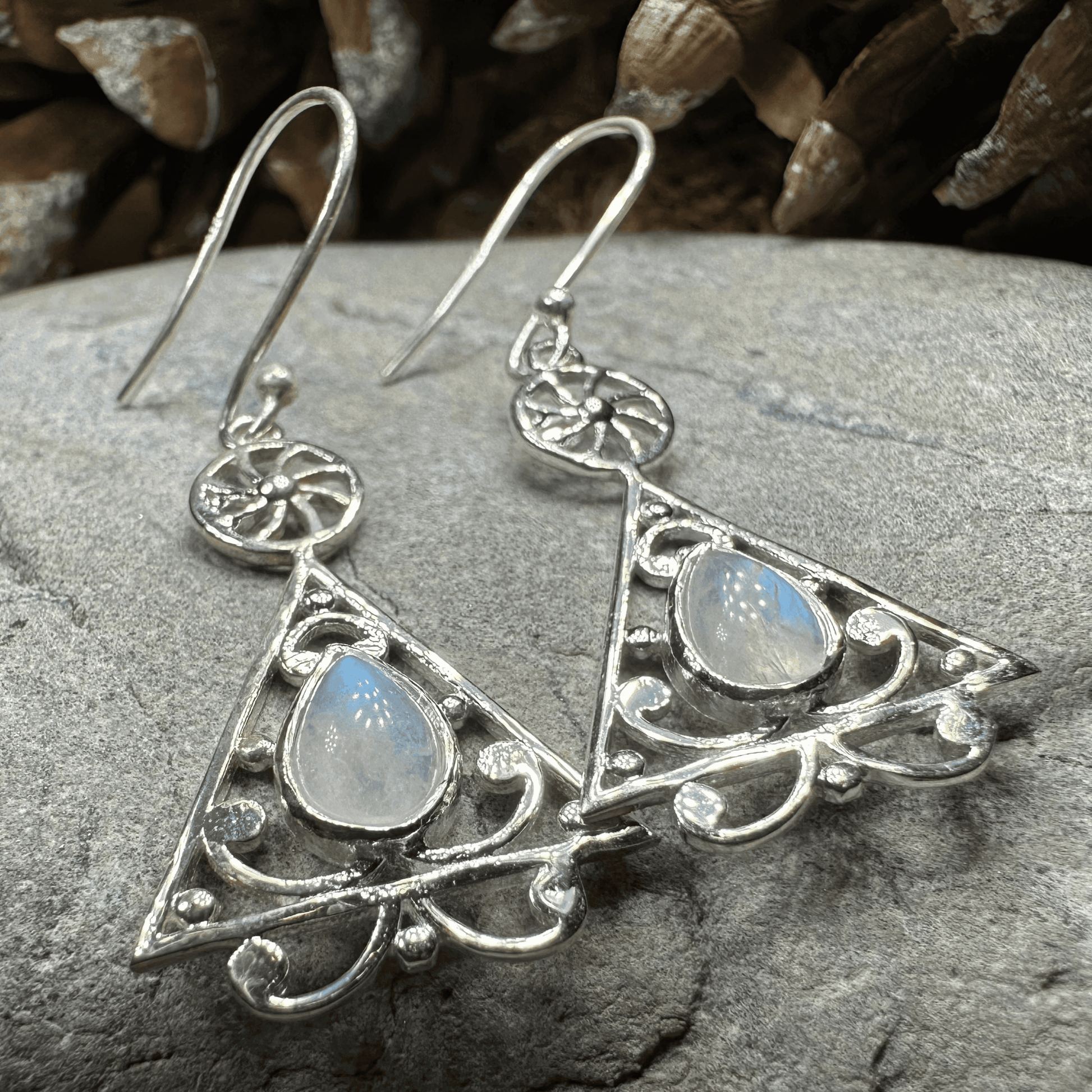Celtic Wheel of Life Earrings - Moonstone