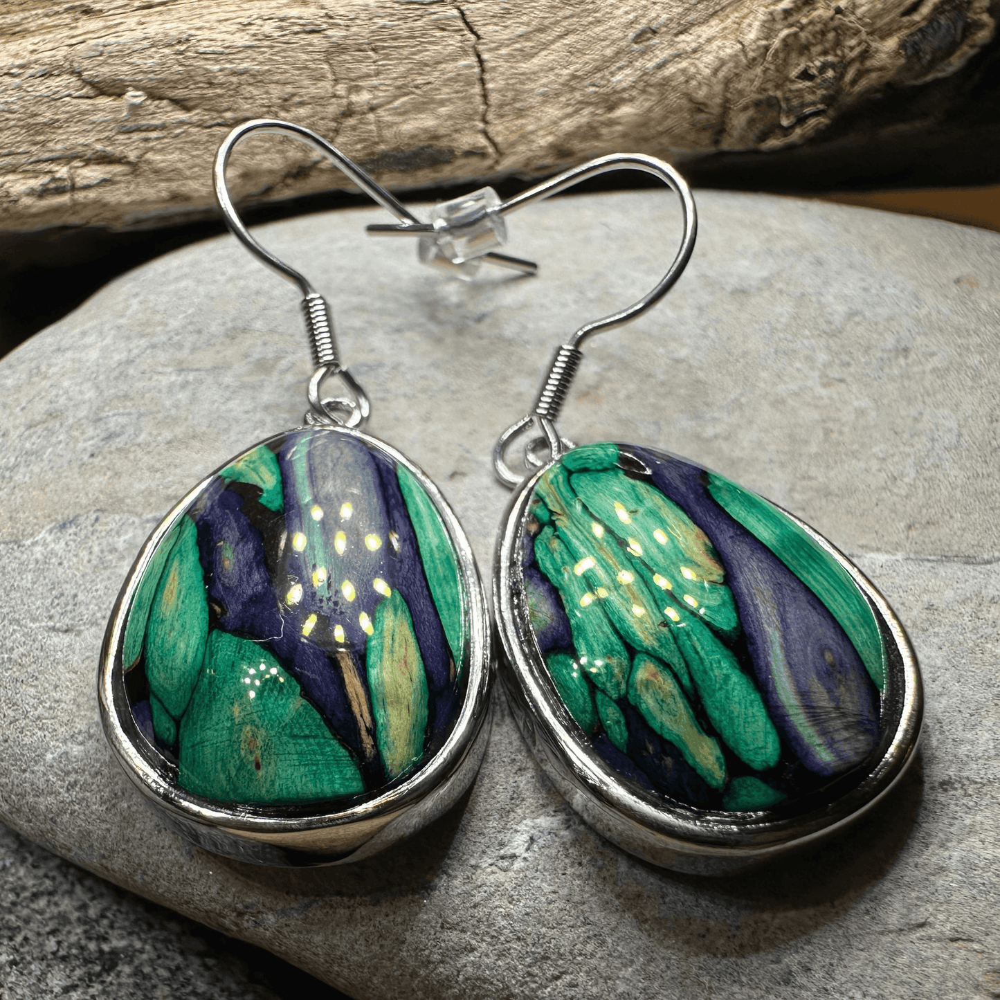 Heathergems Organic Earrings - Purple Green