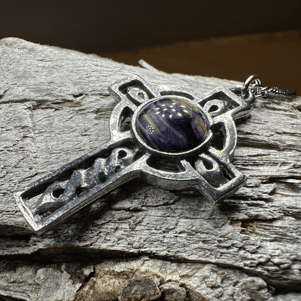 Heathergems Celtic Cross Necklace - Purple Multi