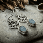 Laidir Celtic Knot Earrings - Blue-Gray Aquamarine