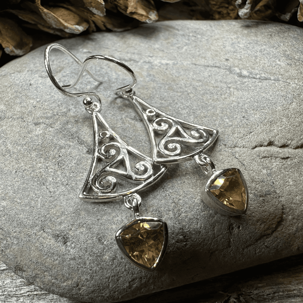 Teleri Triple Spiral Earrings - Citrine
