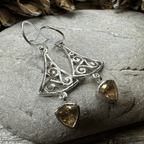 Teleri Triple Spiral Earrings - Citrine