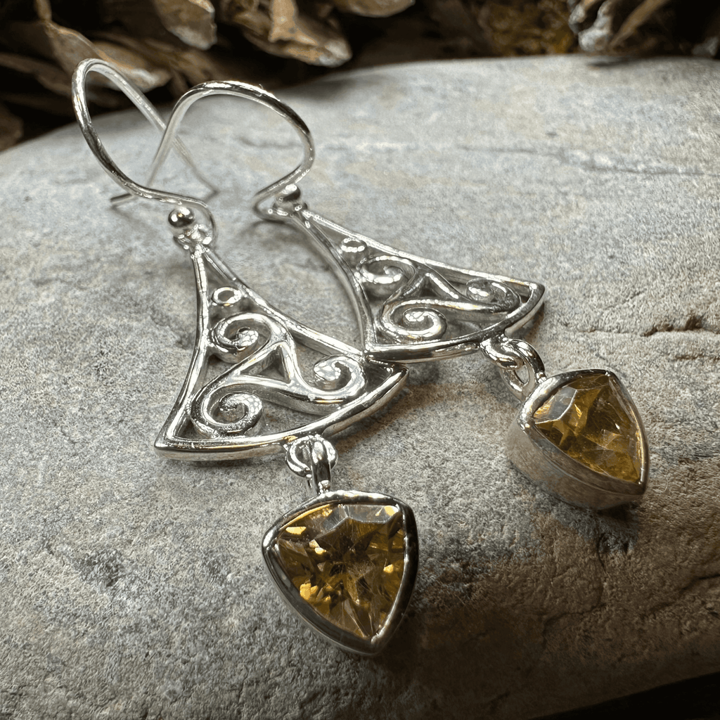 Teleri Triple Spiral Earrings - Garnet