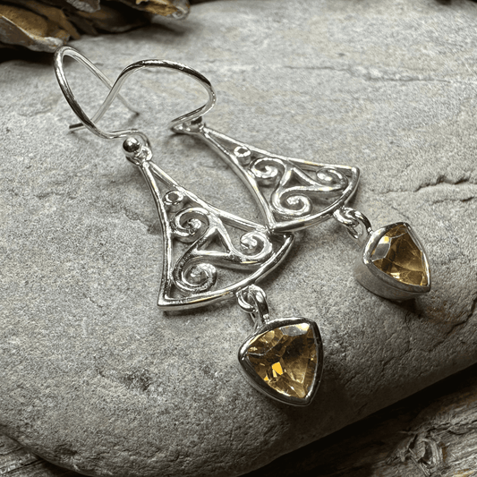 Teleri Triple Spiral Earrings - Garnet