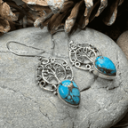 Ancient Tree of Life Earrings - Green Chalcedony