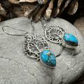 Ancient Tree of Life Earrings - Blue Turquoise