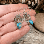 Ancient Tree of Life Earrings - Green Chalcedony