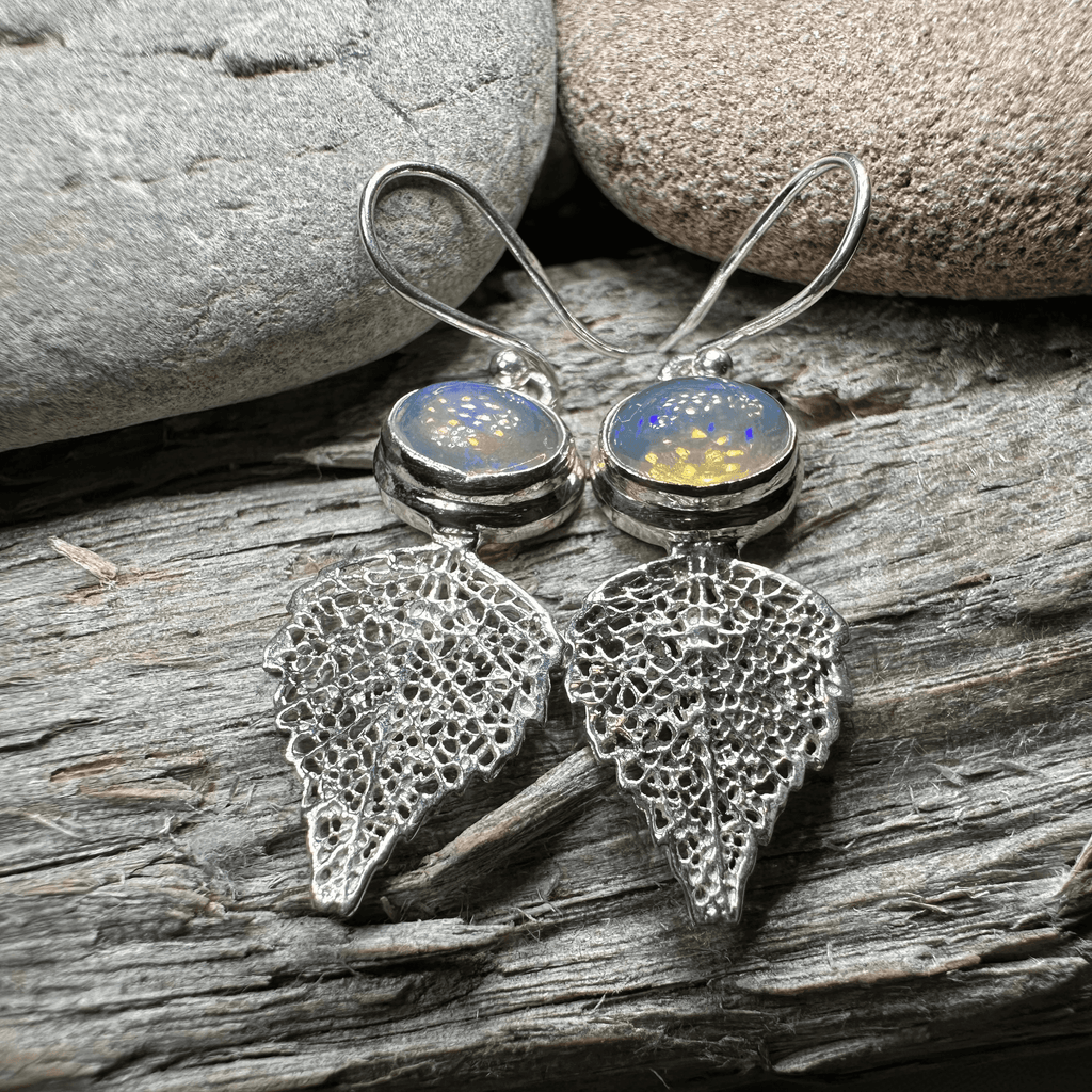 Celtic Leaf Opal Earrings - 