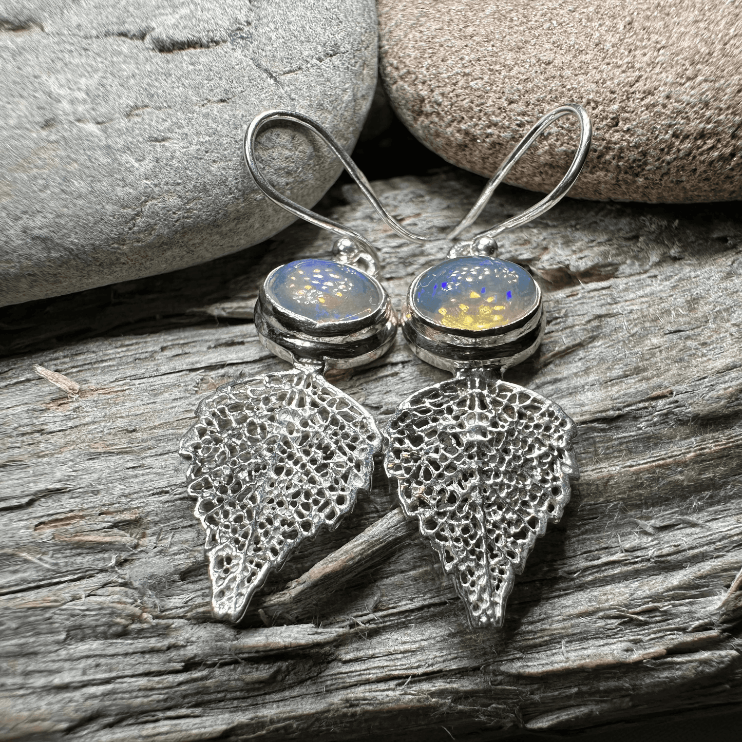 Celtic Leaf Opal Earrings - 