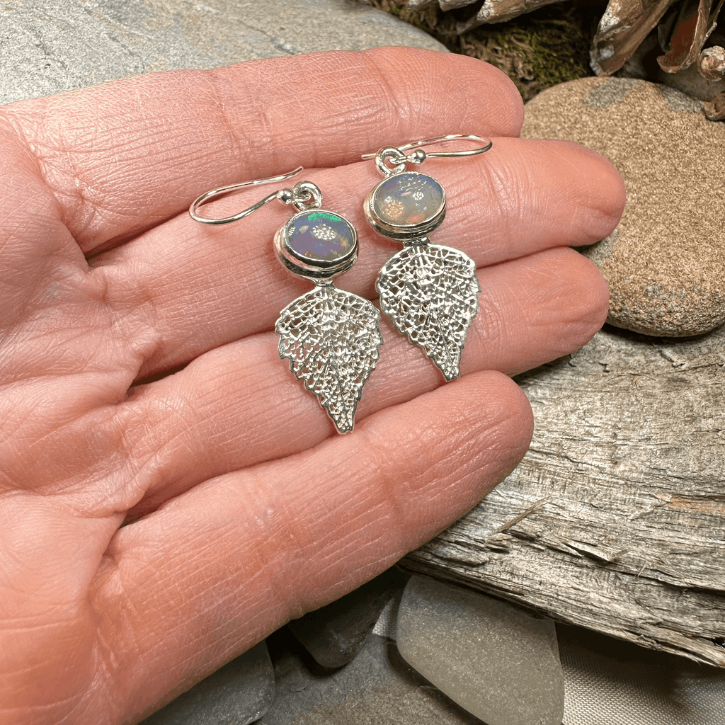 Celtic Leaf Opal Earrings - 