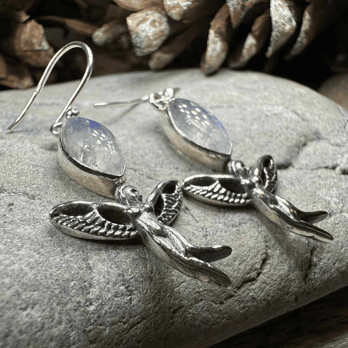 Telyn Celtic Fairy Earrings - Moonstone
