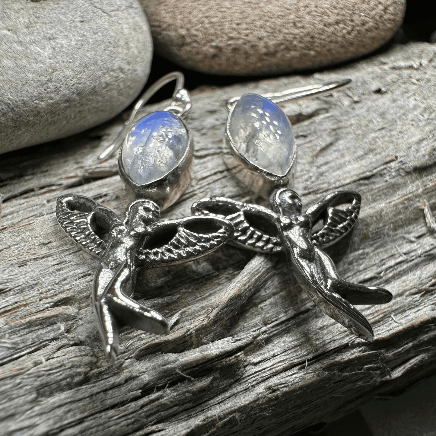 Telyn Celtic Fairy Earrings - Moonstone