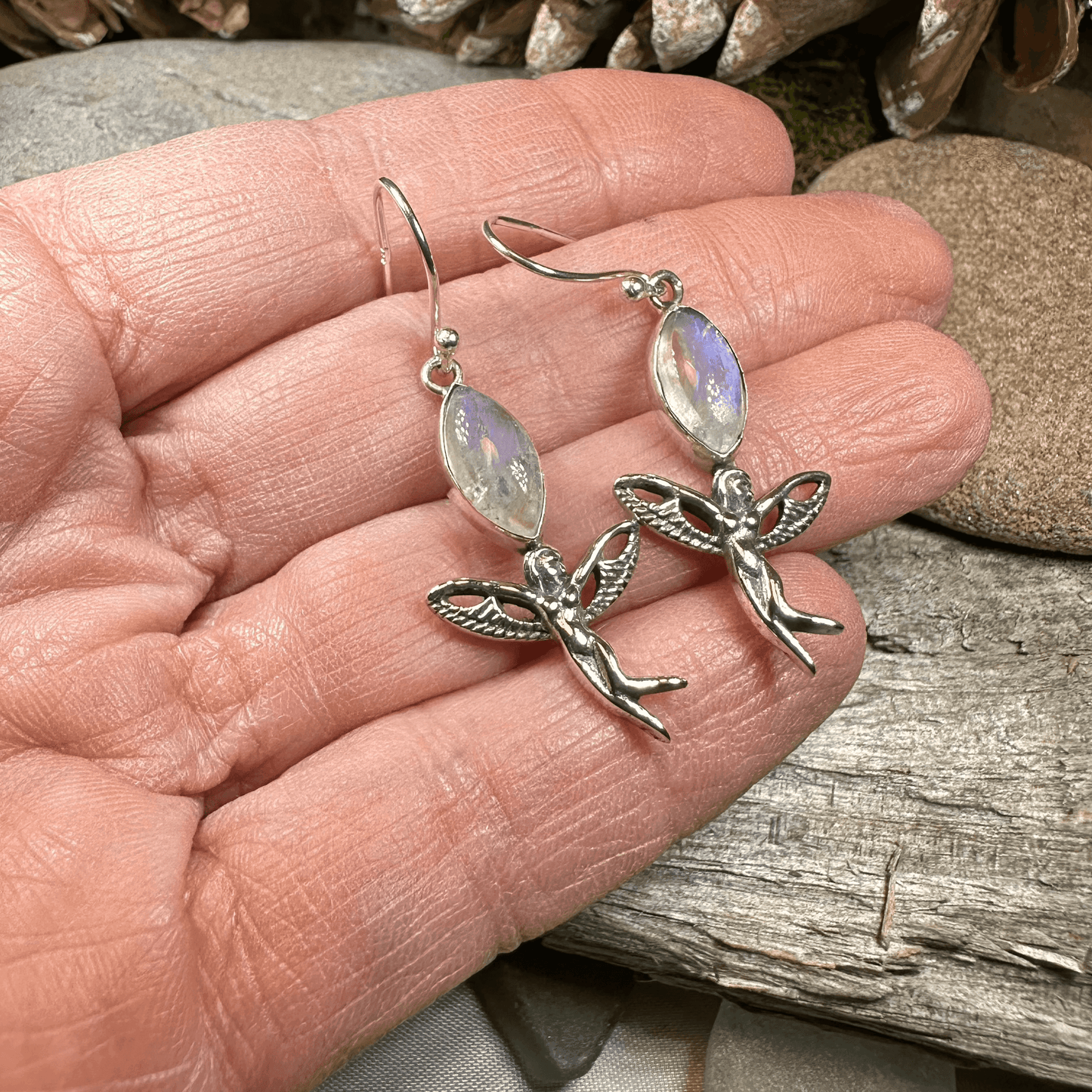 Telyn Celtic Fairy Earrings - Moonstone