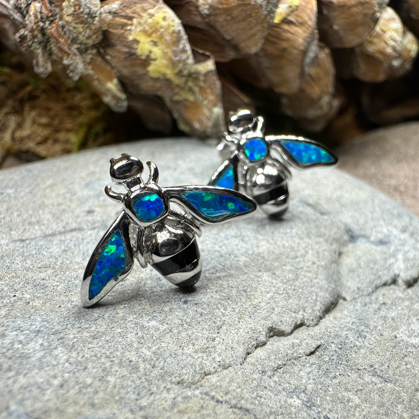Opal Bee Stud Earrings