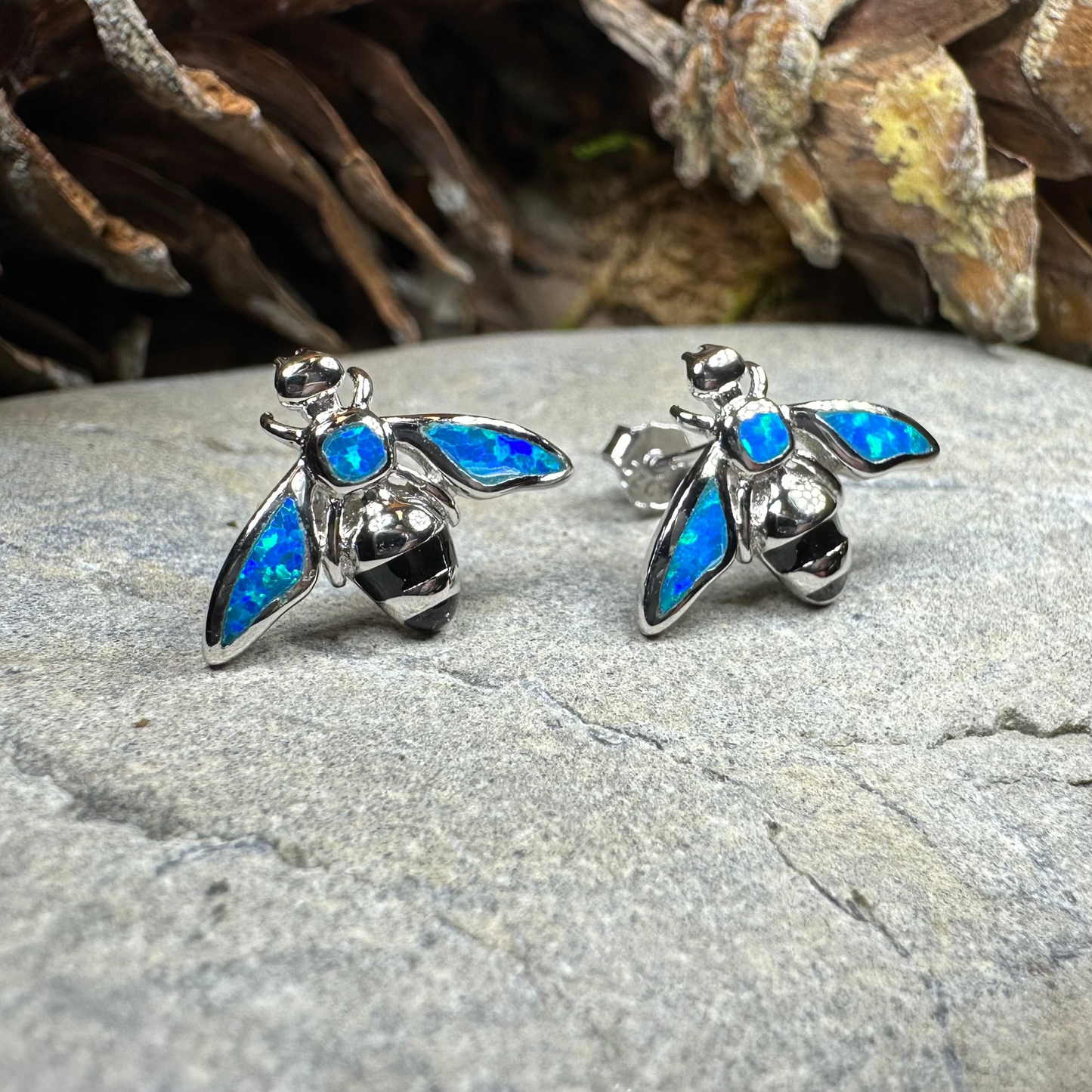Opal Bee Stud Earrings