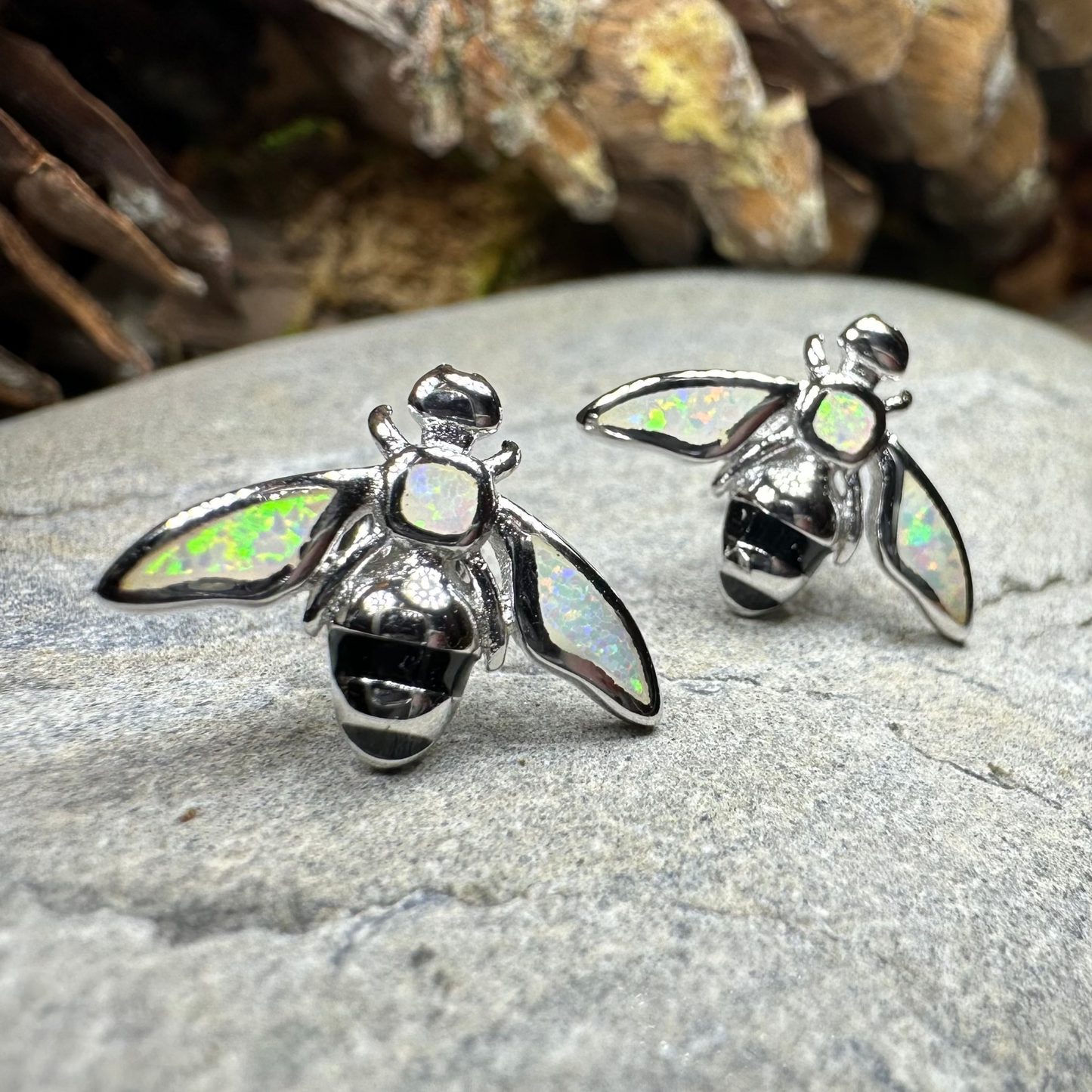 Opal Bee Stud Earrings