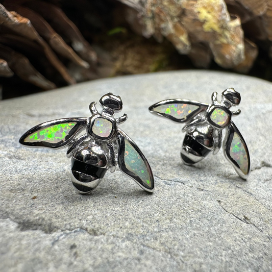 Opal Bee Stud Earrings
