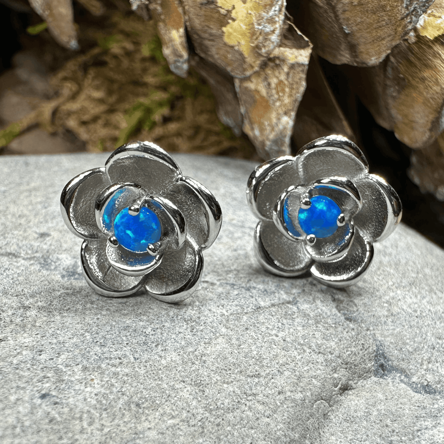 Wild Irish Rose Opal Earrings - Ocean Blue Opal