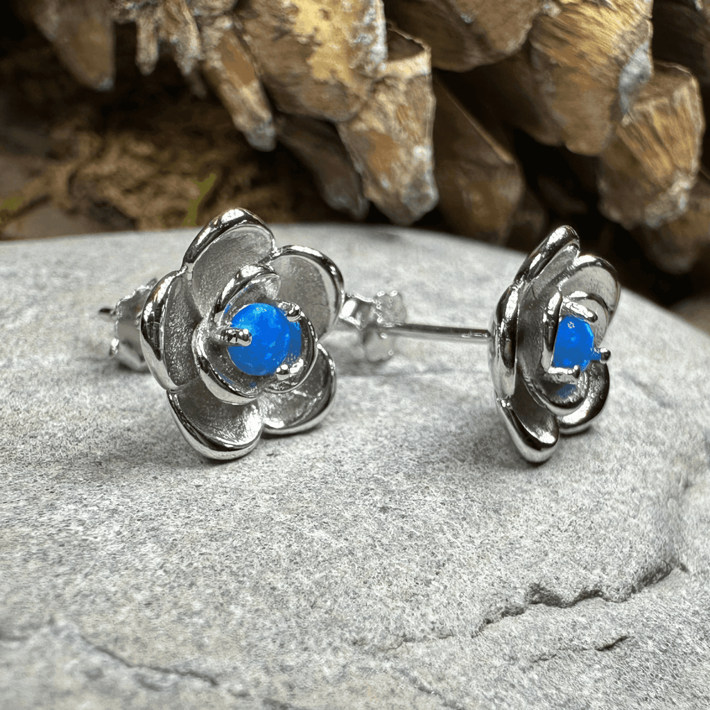 Wild Irish Rose Opal Earrings - Ocean Blue Opal