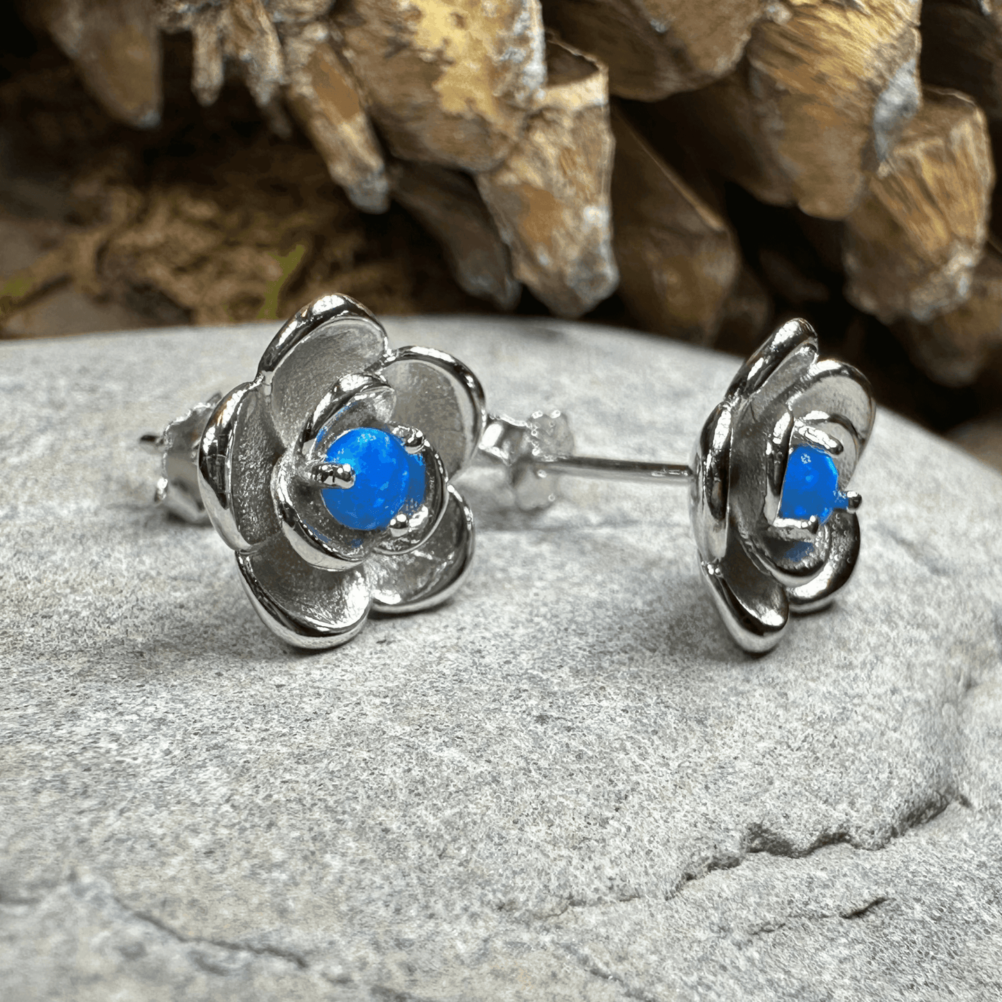 Wild Irish Rose Opal Earrings - Ocean Blue Opal